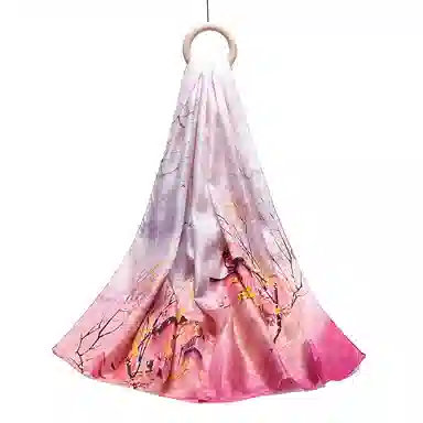 一米画纱 国风古典花卉真丝高级感提花浪漫色彩长巾外出轻盈飘逸披肩 桑蚕丝 丝巾 女款