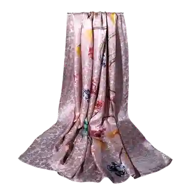 一米画纱 国风古典花卉真丝高级感提花浪漫色彩长巾外出轻盈飘逸披肩 桑蚕丝 丝巾 女款