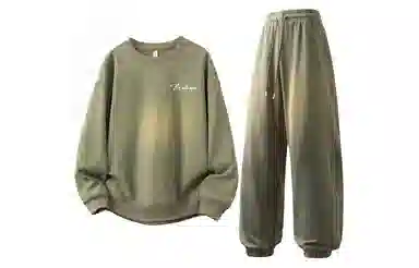 【大码可穿270斤】空白町 高街简约宽松百搭情侣款时尚纯色圆领套头字母印花卫衣束脚长裤子通勤学院休闲运动套装 男女同款 两件套