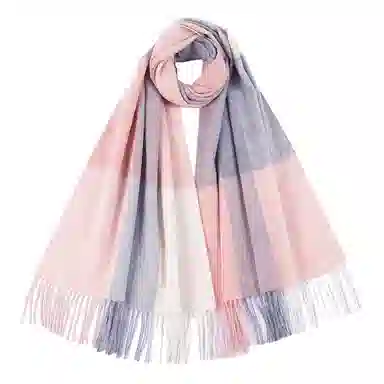 红豆 品牌时尚百搭保暖舒适条纹格子 羊毛 绒线围巾 男女同款情侣款