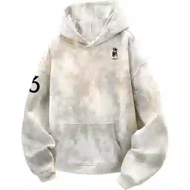 阿凡迪 美式复古街头简约基础扎染设计西部牛仔字母潮牌袖子印花宽松舒适休闲百搭时尚潮流通勤无性别主义抽绳长袖连帽卫衣 男女同款