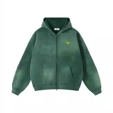 MIND ERROR Washed Double Zipper Hoodie