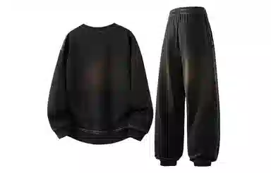 【大码可穿270斤】空白町 高街简约宽松百搭情侣款时尚纯色圆领套头字母印花卫衣束脚长裤子通勤学院休闲运动套装 男女同款 两件套