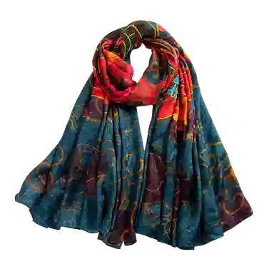 一米画纱 国风古典花卉真丝高级感提花浪漫色彩长巾外出轻盈飘逸披肩 桑蚕丝 丝巾 女款