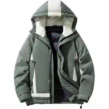 红豆 时尚经典拼色百搭连帽保暖抗寒防风羽绒服 男女同款