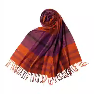 红豆 品牌格子条纹百搭经典时尚温暖 羊绒 绒线围巾 男女同款情侣款