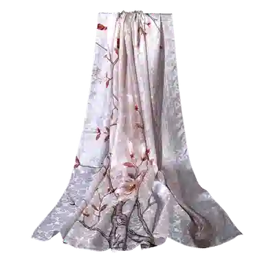 一米画纱 国风古典花卉真丝高级感提花浪漫色彩长巾外出轻盈飘逸披肩 桑蚕丝 丝巾 女款