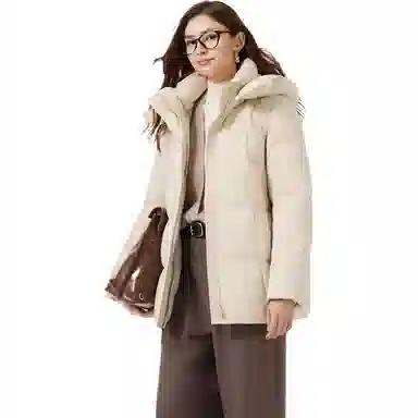 坦博尔 保暖可脱卸帽百搭通勤面包服羽绒服 女款