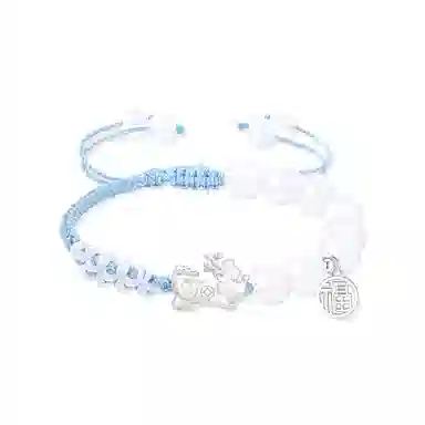 【999足银】 凤祥囍事 老凤祥 迎财纳福貔貅宝宝手链 财源滚滚转运招财纳福吞金兽 新中式国潮轻奢大牌学生百搭编织手饰好运 玉髓 手绳 女款