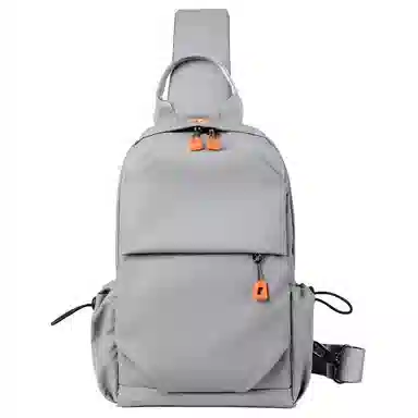 單倉 潮流简约日常通勤骑行商务轻便 尼龙 胸包 常规 男款 灰色/黑色