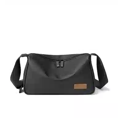 马莎兰缇 休闲简约时尚纯色微标百搭通勤防泼水轻便实用 织物 单肩包 男款 黑色