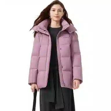 坦博尔 保暖可脱卸帽百搭通勤面包服羽绒服 女款