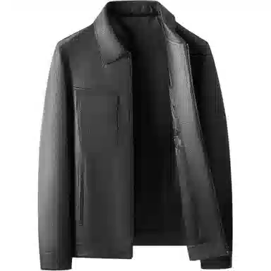 老爷车 秋季高端质感帅气绵羊皮男秋冬时尚商务潮流翻领真皮皮衣 男款