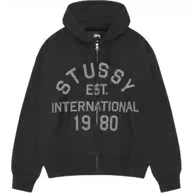 Stussy FW25 ESTABLISHED ZIP HOODIE logo