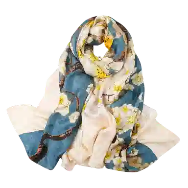 一米画纱 国风古典花卉真丝高级感提花浪漫色彩长巾外出轻盈飘逸披肩 桑蚕丝 丝巾 女款