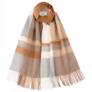 红豆 品牌舒适透气保暖条纹格子 羊毛 绒线围巾 男女同款情侣款