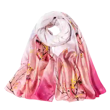 一米画纱 国风古典花卉真丝高级感提花浪漫色彩长巾外出轻盈飘逸披肩 桑蚕丝 丝巾 女款