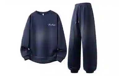 【大码可穿270斤】空白町 高街简约宽松百搭情侣款时尚纯色圆领套头字母印花卫衣束脚长裤子通勤学院休闲运动套装 男女同款 两件套