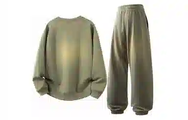 【大码可穿270斤】空白町 高街简约宽松百搭情侣款时尚纯色圆领套头字母印花卫衣束脚长裤子通勤学院休闲运动套装 男女同款 两件套