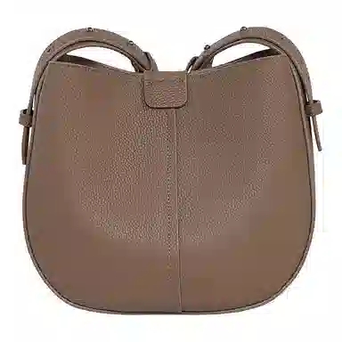 纳兰杜 复古大容量气质优雅时尚品牌小众 牛皮 水桶包单肩包 中号 女款 摩卡色/奶昔白