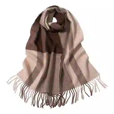 红豆 品牌条纹格子百搭保暖经典 羊绒 围巾 男女同款情侣款