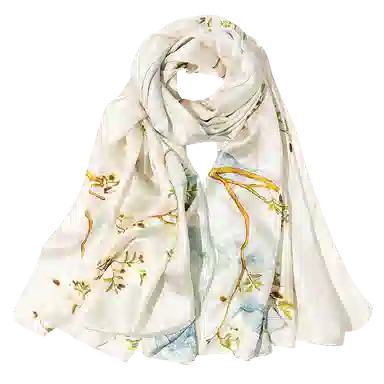 一米画纱 国风古典花卉真丝高级感提花浪漫色彩长巾外出轻盈飘逸披肩 桑蚕丝 丝巾 女款