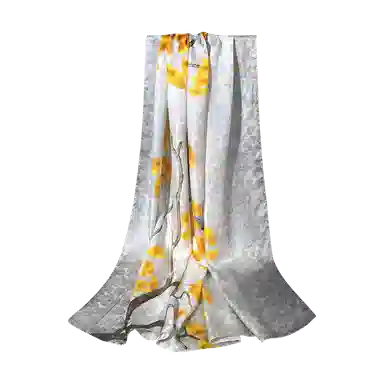 一米画纱 国风古典花卉真丝高级感提花浪漫色彩长巾外出轻盈飘逸披肩 桑蚕丝 丝巾 女款