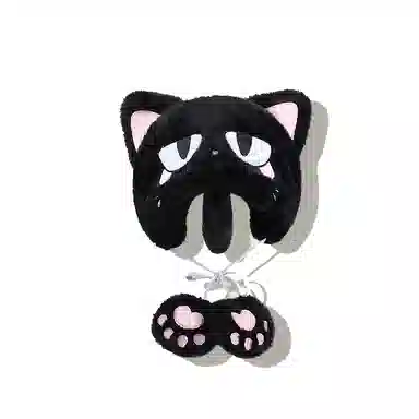 【甜酷Y2K~搞怪萌趣】 攸委 可爱甜美百搭小恶魔耳朵毛绒帽子女秋冬加厚保暖护耳帽 涤纶 卡通小喵滑雪套头帽雷锋绒线帽 男女同款情侣款