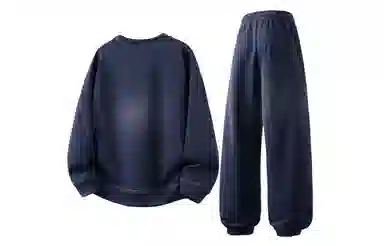 【大码可穿270斤】空白町 高街简约宽松百搭情侣款时尚纯色圆领套头字母印花卫衣束脚长裤子通勤学院休闲运动套装 男女同款 两件套