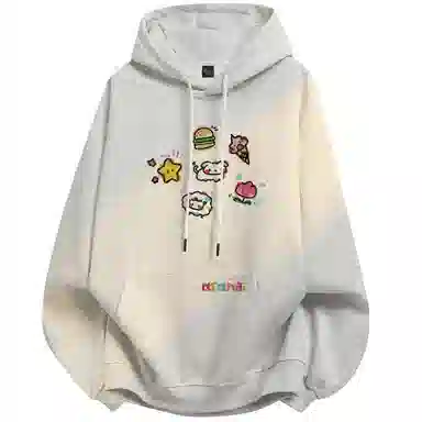 阿凡迪 校园童趣【重磅华棉】美式简约基础款卡通动物字母撞色仿刺绣高级感印花高街个性潮流百搭通勤无性别宽松连帽卫衣 男女同款