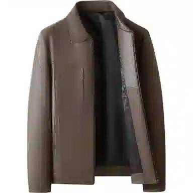 老爷车 秋季高端质感帅气绵羊皮男秋冬时尚商务潮流翻领真皮皮衣 男款