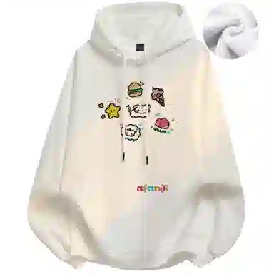 阿凡迪 校园童趣【重磅华棉】美式简约基础款卡通动物字母撞色仿刺绣高级感印花高街个性潮流百搭通勤无性别宽松连帽卫衣 男女同款