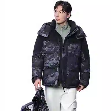 坦博尔 撞色拼接运动保暖可脱卸帽面包服羽绒服 男女同款