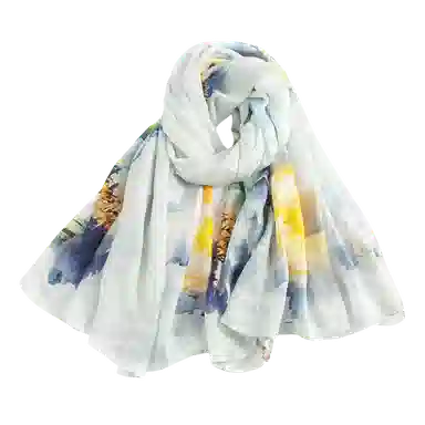 一米画纱 国风古典花卉真丝高级感提花浪漫色彩长巾外出轻盈飘逸披肩 桑蚕丝 丝巾 女款