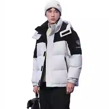 坦博尔 撞色拼接运动保暖可脱卸帽面包服羽绒服 男女同款