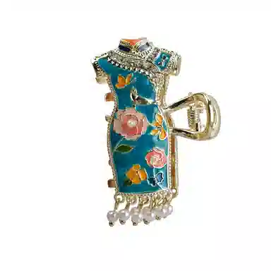 彤彤兔 小众设计感珐琅彩半扎发抓夹中号手绘花朵旗袍发饰 锌合金 发夹 女款