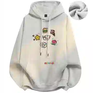 阿凡迪 校园童趣【重磅华棉】美式简约基础款卡通动物字母撞色仿刺绣高级感印花高街个性潮流百搭通勤无性别宽松连帽卫衣 男女同款