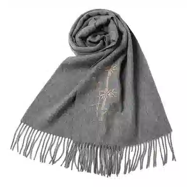 红豆 品牌时尚百搭保暖刺绣山水五福临门玉兰荷花云山龟背竹 羊毛 围巾 男女同款情侣款