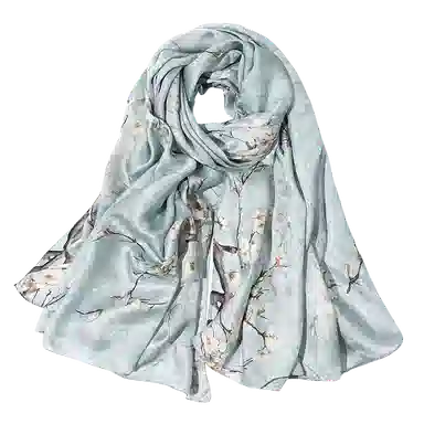 一米画纱 国风古典花卉真丝高级感提花浪漫色彩长巾外出轻盈飘逸披肩 桑蚕丝 丝巾 女款