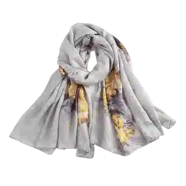 一米画纱 国风古典花卉真丝高级感提花浪漫色彩长巾外出轻盈飘逸披肩 桑蚕丝 丝巾 女款