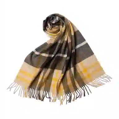 红豆 品牌格子条纹百搭经典时尚温暖 羊绒 绒线围巾 男女同款情侣款