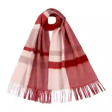 红豆 品牌舒适透气保暖条纹格子 羊毛 绒线围巾 男女同款情侣款