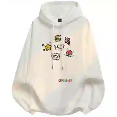 阿凡迪 校园童趣【重磅华棉】美式简约基础款卡通动物字母撞色仿刺绣高级感印花高街个性潮流百搭通勤无性别宽松连帽卫衣 男女同款