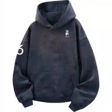 阿凡迪 美式复古街头简约基础扎染设计西部牛仔字母潮牌袖子印花宽松舒适休闲百搭时尚潮流通勤无性别主义抽绳长袖连帽卫衣 男女同款