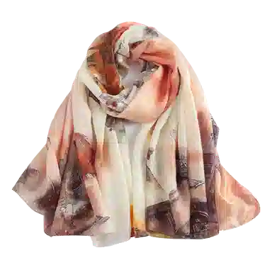 一米画纱 国风古典花卉真丝高级感提花浪漫色彩长巾外出轻盈飘逸披肩 桑蚕丝 丝巾 女款