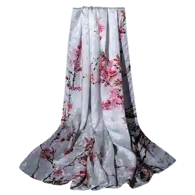 一米画纱 国风古典花卉真丝高级感提花浪漫色彩长巾外出轻盈飘逸披肩 桑蚕丝 丝巾 女款