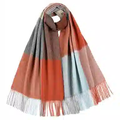 红豆 品牌时尚百搭保暖舒适条纹格子 羊毛 绒线围巾 男女同款情侣款