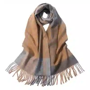 红豆 品牌条纹格子百搭保暖经典 羊绒 围巾 男女同款情侣款