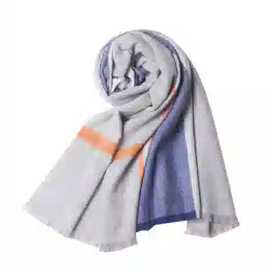 红豆 格子条纹保暖百搭 山羊绒 绒线围巾 男女同款情侣款