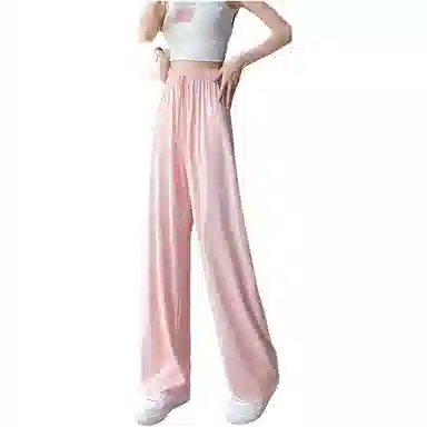 欧迪芬 小个子顺滑垂感直筒裤子冰丝裤薄款弹力裤子女士高腰宽松舒适百搭时尚轻薄透气防蚊韩版夏季防晒速干运动裤减龄慵懒风休闲裤 女款